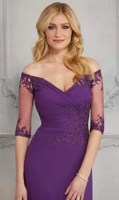 MGNY By Mori Lee - Wide Neck Soft Stretch Column Gown 72411SC - 1 Pc Navy In Size 6 Available 7 MGNY By Mori Lee - Wide Neck Soft Stretch Column Gown 72411SC - 1 Pc Navy In Size 6 Available