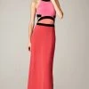 MIGNON - VM918BL Halter Color Block Cutout Gown 2 MIGNON - VM918BL Halter Color Block Cutout Gown