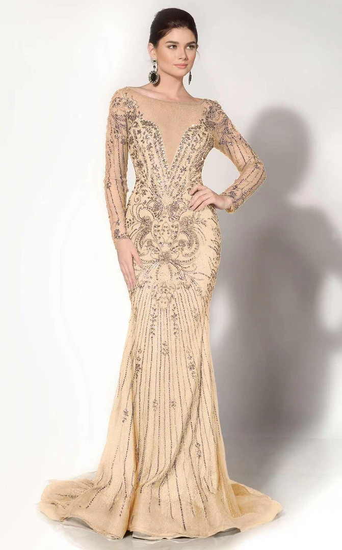 MNM Couture - 10593 Bejeweled Illusion Bateau Trumpet Dress Formal Gowns 7 MNM Couture - 10593 Bejeweled Illusion Bateau Trumpet Dress Formal Gowns