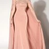 Formal Gowns MNM Couture - 10840 Embellished Illusion Caped Gown