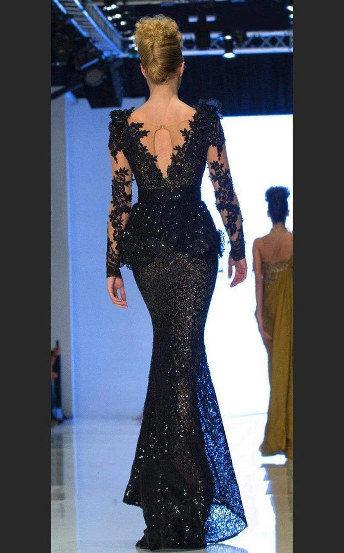 Formal Gowns MNM Couture - 2138 Vine Appliqued Peplum Gown 7 Formal Gowns MNM Couture - 2138 Vine Appliqued Peplum Gown