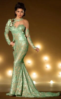 MNM Couture - 2165 Lace Illusion High Trumpet Dress Formal Gowns