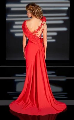 MNM Couture - 2167 Floral Asymmetric Sheath Dress Formal Gowns