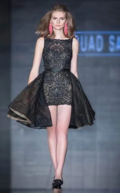 MNM Couture - 2210 Beaded Sheath Short Dress With A Line Overskirt Cocktail Dresses