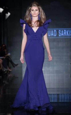 Formal Gowns MNM Couture - 2241 Ruffled V-Neck Trumpet Dress