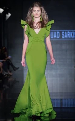 Formal Gowns MNM Couture - 2241 Ruffled V-Neck Trumpet Dress