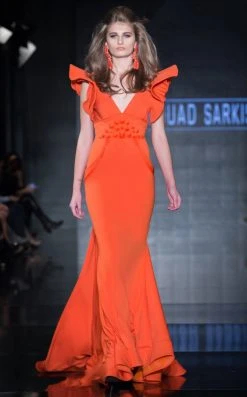 Formal Gowns MNM Couture - 2241 Ruffled V-Neck Trumpet Dress