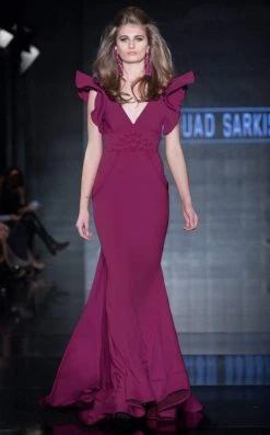 Formal Gowns MNM Couture - 2241 Ruffled V-Neck Trumpet Dress