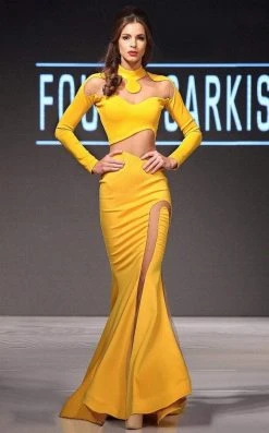 MNM Couture - 2272 Long Sleeved High Neck Trumpet Dress