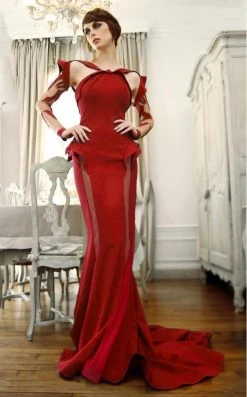 MNM Couture - 2277 Pleated Halter Neck Trumpet Dress Formal Gowns