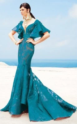 MNM Couture - 2342 Lace V-neck Mermaid Dress Formal Gowns 9 MNM Couture - 2342 Lace V-neck Mermaid Dress Formal Gowns