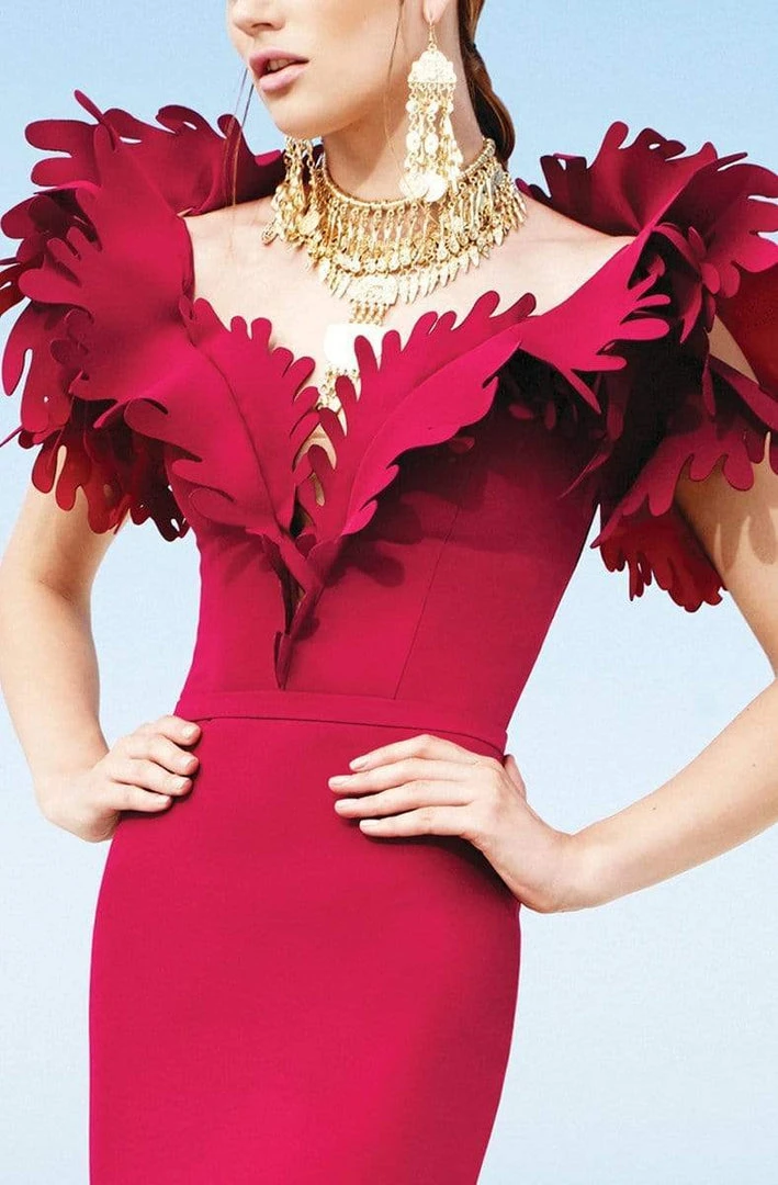 MNM Couture - 2346 Lavish Leaves Ruffled Mermaid Gown 4 MNM Couture - 2346 Lavish Leaves Ruffled Mermaid Gown