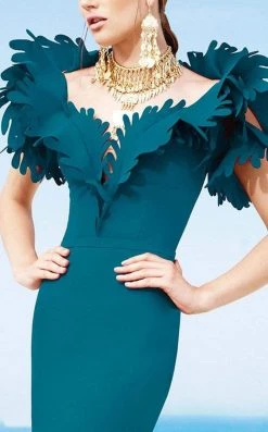 MNM Couture - 2346 Lavish Leaves Ruffled Mermaid Gown 9 MNM Couture - 2346 Lavish Leaves Ruffled Mermaid Gown