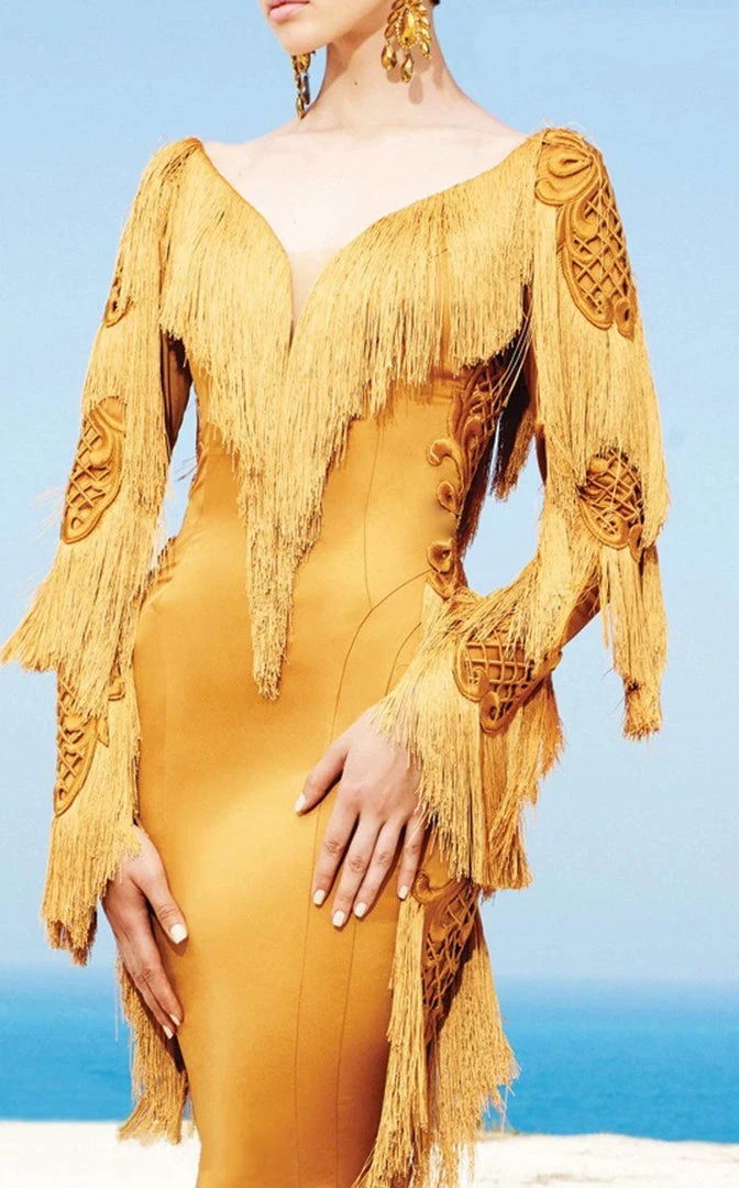 MNM Couture - 2350 Embroidered V-neck Mermaid Dress Formal Gowns 4 MNM Couture - 2350 Embroidered V-neck Mermaid Dress Formal Gowns