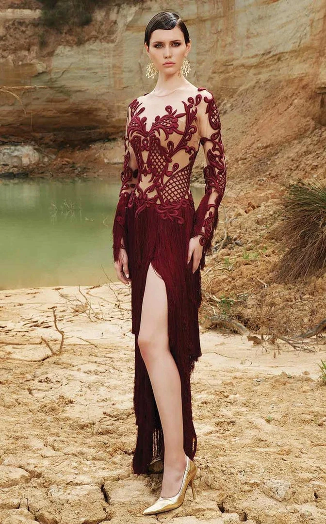 Formal Gowns MNM Couture - 2356 Sheer Embroidered Sheath Dress 4 Formal Gowns MNM Couture - 2356 Sheer Embroidered Sheath Dress
