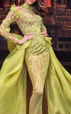 Formal Gowns MNM Couture - 2358 Embroidered Illusion High Neck A-Line Dress 8 Formal Gowns MNM Couture - 2358 Embroidered Illusion High Neck A-Line Dress