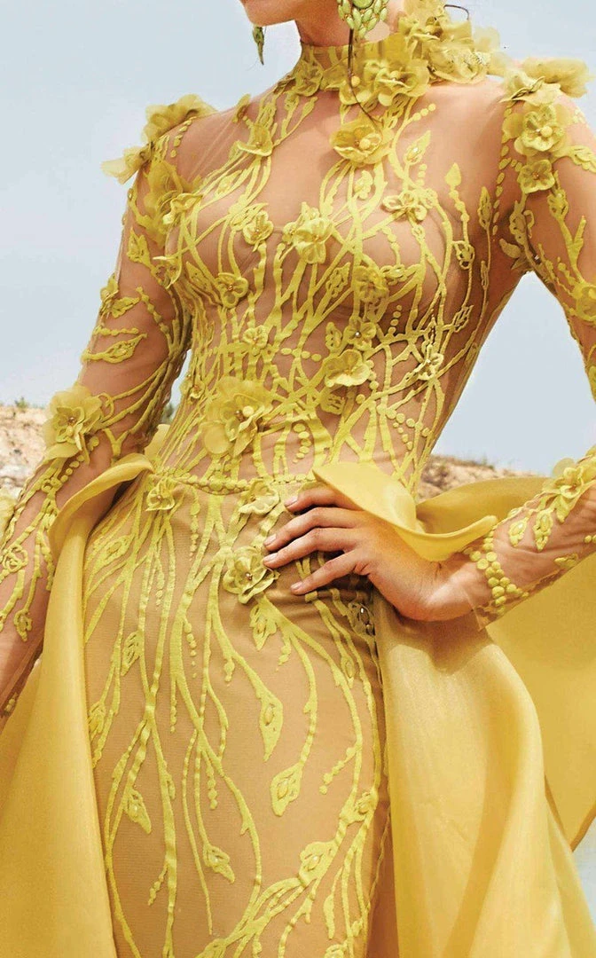 Formal Gowns MNM Couture - 2358 Embroidered Illusion High Neck A-Line Dress 7 Formal Gowns MNM Couture - 2358 Embroidered Illusion High Neck A-Line Dress