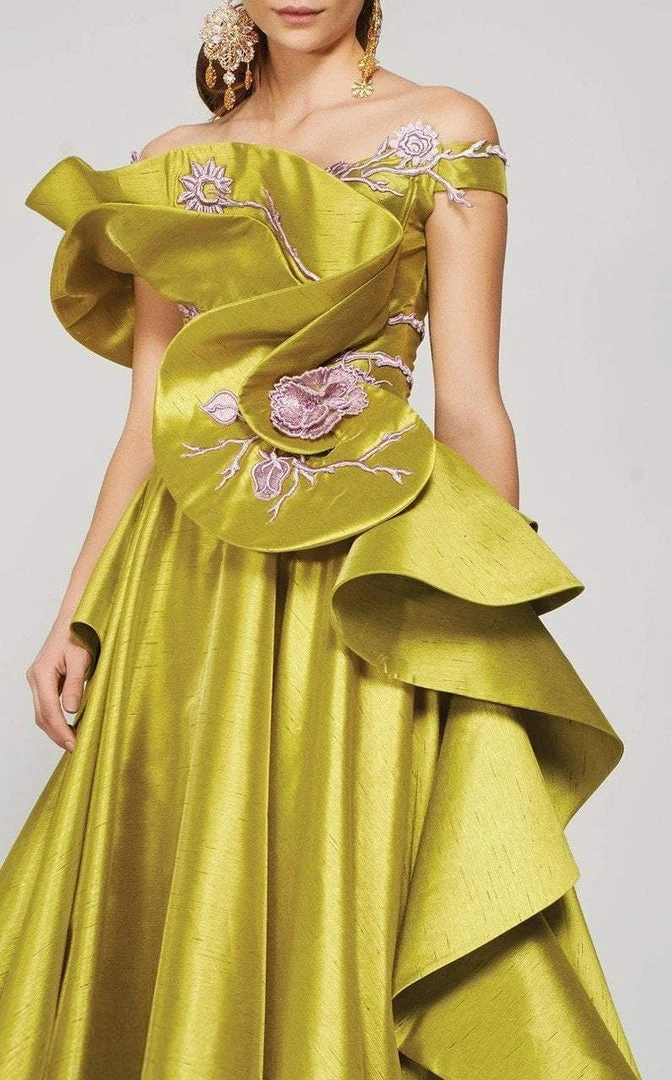 Formal Gowns MNM Couture - 2370 Ruffled Cascade Off Shoulder Gown 4 Formal Gowns MNM Couture - 2370 Ruffled Cascade Off Shoulder Gown