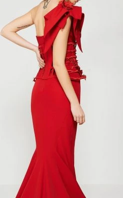 Formal Gowns MNM Couture - 2375 Floral Asymmetric Mermaid Dress