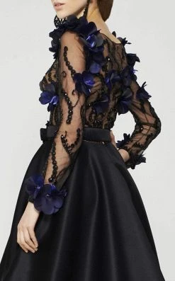 MNM Couture - 2376 Sheer Floral Embellished A-line Dress 9 MNM Couture - 2376 Sheer Floral Embellished A-line Dress