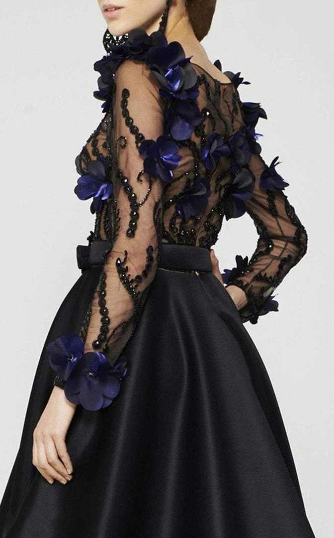 MNM Couture - 2376 Sheer Floral Embellished A-line Dress 6 MNM Couture - 2376 Sheer Floral Embellished A-line Dress