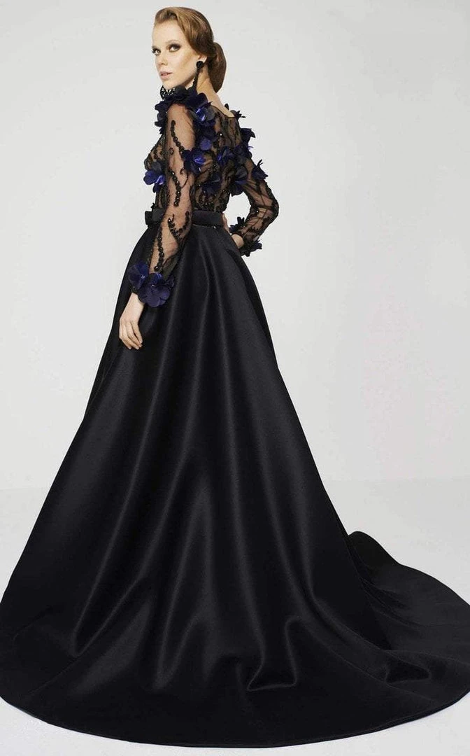 MNM Couture - 2376 Sheer Floral Embellished A-line Dress 4 MNM Couture - 2376 Sheer Floral Embellished A-line Dress