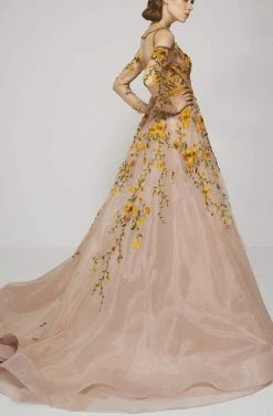 Formal Gowns MNM Couture - 2401 Sheer Embroidered Floral A-line Dress