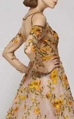 Formal Gowns MNM Couture - 2401 Sheer Embroidered Floral A-line Dress