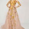 Formal Gowns MNM Couture - 2401 Sheer Embroidered Floral A-line Dress