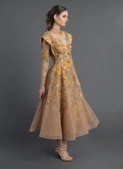 MNM Couture - 2401A Floral Embroidered Long Sleeve Tea Length Dress 7 MNM Couture - 2401A Floral Embroidered Long Sleeve Tea Length Dress