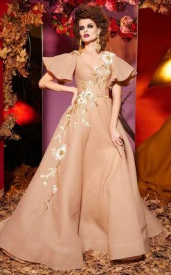 MNM Couture - 2435 Bell Sleeve Floral Embroidered Ballgown