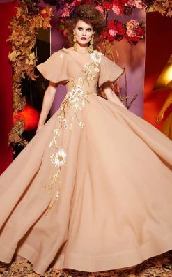 MNM Couture - 2435 Bell Sleeve Floral Embroidered Ballgown 8 MNM Couture - 2435 Bell Sleeve Floral Embroidered Ballgown