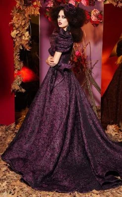 Formal Gowns MNM Couture - 2438 Floral Applique Puff Sleeve Ballgown 6 Formal Gowns MNM Couture - 2438 Floral Applique Puff Sleeve Ballgown