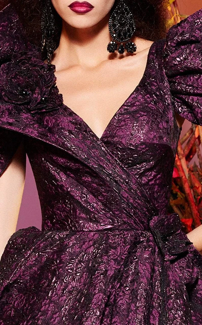 Formal Gowns MNM Couture - 2438 Floral Applique Puff Sleeve Ballgown 5 Formal Gowns MNM Couture - 2438 Floral Applique Puff Sleeve Ballgown