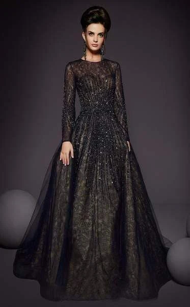 MNM COUTURE - 2449 Embellished Lace Long Sleeve Ballgown 3 MNM COUTURE - 2449 Embellished Lace Long Sleeve Ballgown