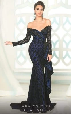 MNM COUTURE - 2513 Stunning And Sexy Half Sheer Sleeves Formal Gowns