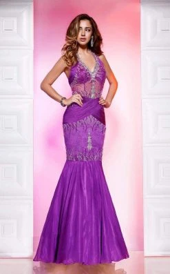 Formal Gowns MNM Couture - 7449 Embellished Halter Mermaid Dress