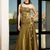 Formal Gowns MNM Couture - 9323 Asymmetric Metallic Evening Gown