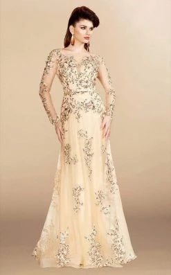 MNM Couture - 9621 Illusion Bateau Neck A-Line Dress