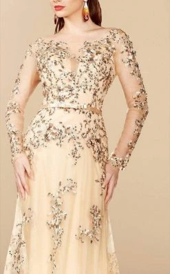 MNM Couture - 9621 Illusion Bateau Neck A-Line Dress