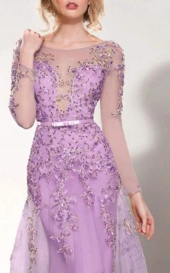 MNM Couture - 9621 Illusion Bateau Neck A-Line Dress