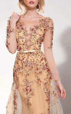 MNM Couture - 9621 Illusion Bateau Neck A-Line Dress