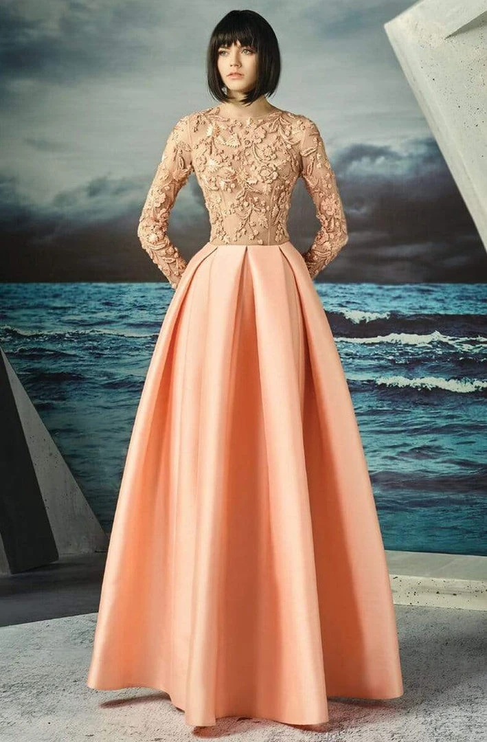 MNM Couture - Adorned Illusion A-Line Gown G0814 3 MNM Couture - Adorned Illusion A-Line Gown G0814