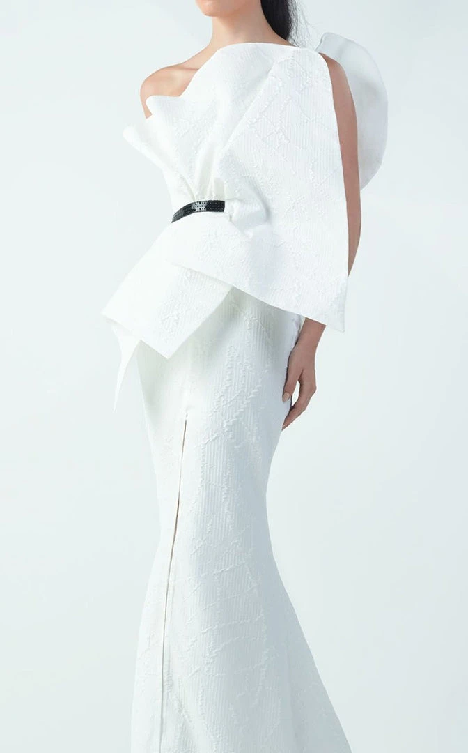 MNM Couture - Asymmetric Neck Trumpet Dress G0715 Formal Gowns 4 MNM Couture - Asymmetric Neck Trumpet Dress G0715 Formal Gowns