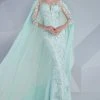 MNM Couture - Embroidered Illusion Cape Gown G0603 Formal Gowns 2 MNM Couture - Embroidered Illusion Cape Gown G0603 Formal Gowns