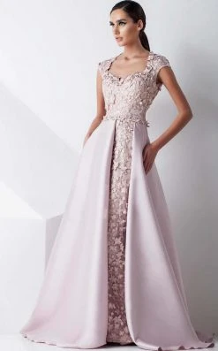 MNM Couture - Floral Motifs Lace Evening Gown G0768 Formal Gowns