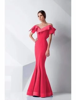 MNM Couture - Folded Off-Shoulder Mermaid Gown G0782 Formal Gowns