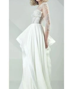 MNM Couture - G0693 Sheer Quarter-Length Sleeve Evening Gown 5 MNM Couture - G0693 Sheer Quarter-Length Sleeve Evening Gown