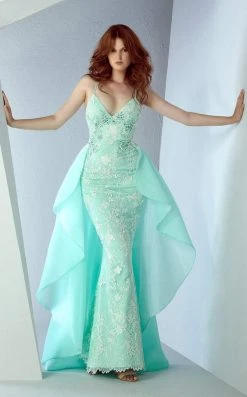 MNM Couture - G0836 Embroidered Ruffle Overlay Skirt Dress Formal Gowns