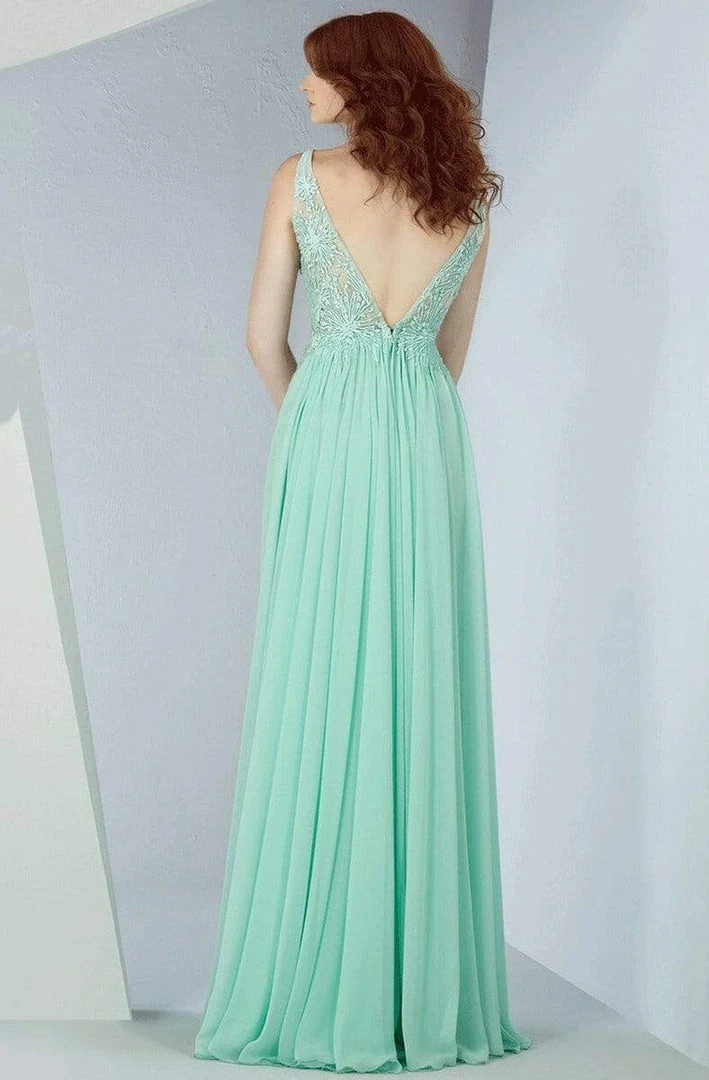 MNM Couture - G0843 Floral Illusion Lace Plunging V-Neck Gown 4 MNM Couture - G0843 Floral Illusion Lace Plunging V-Neck Gown